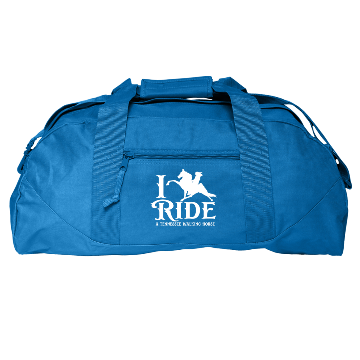 I RIDE A WALKING HORSE B (WHITE) 8806 Liberty Bags Game Day Large Square Duffel