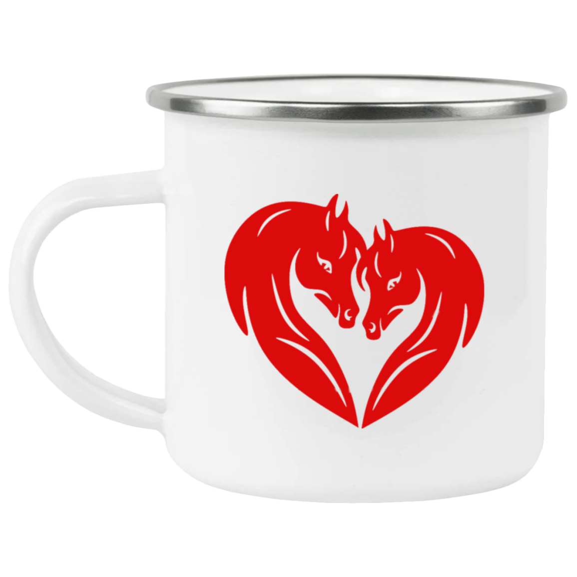 HORSE HEAD HEART 21271 Enamel Camping Mug