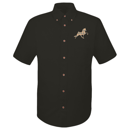 TENNESSEE WALKING PERFORMANCE HORSE  (BURBURY) M500S Harriton Mens Easy Blend Short Sleeve Twill Shirt