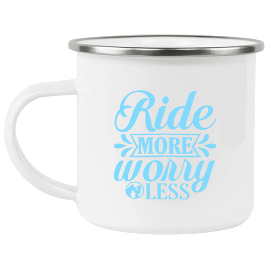 RIDE MORE WORRY LESS 21271 Enamel Camping Mug