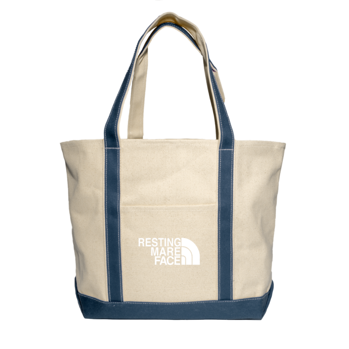 RESTING MARE FACE (white) 8872 Liberty Bags XL Cotton Canvas Boat Tote