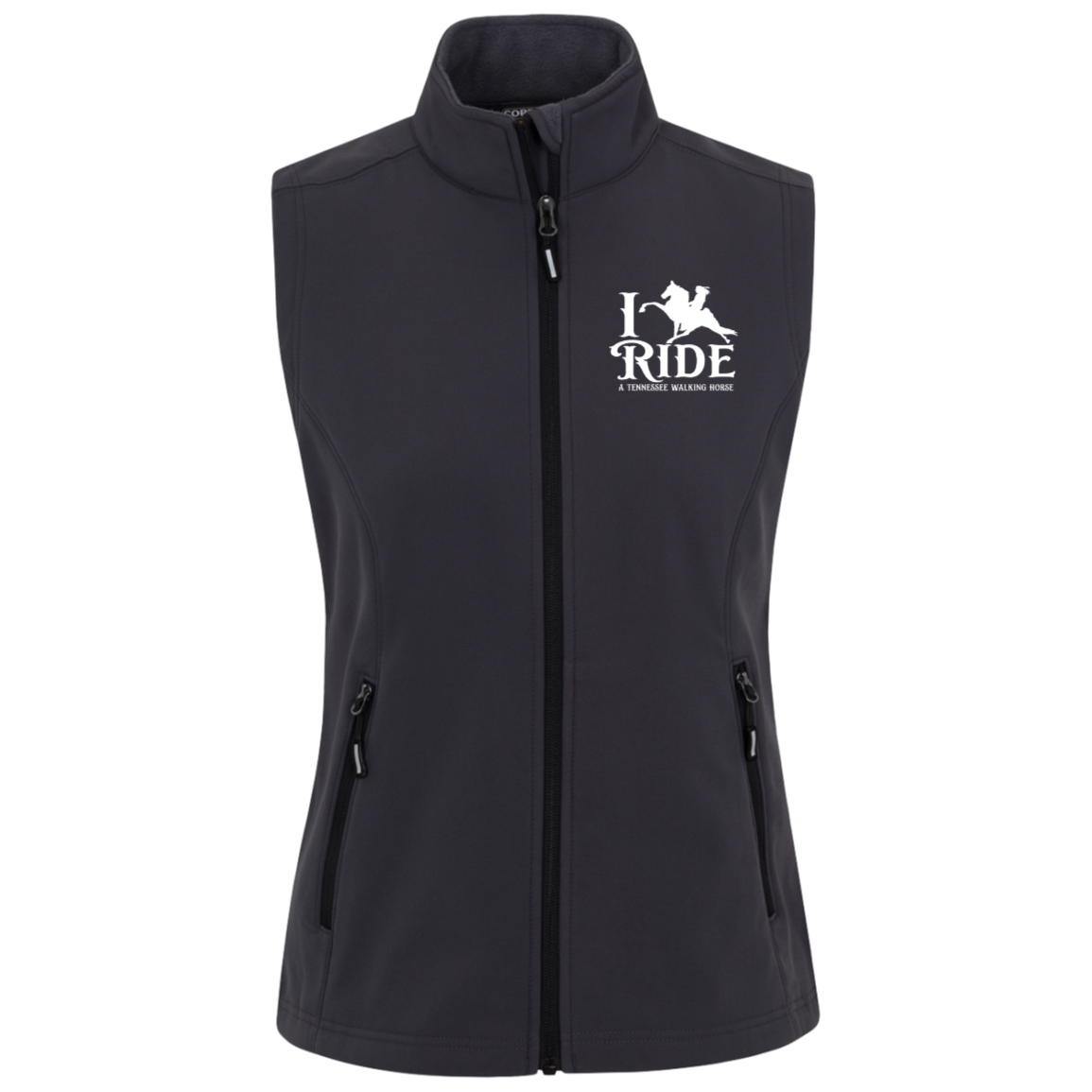 I RIDE A WALKING HORSE B (WHITE) CE701W Core 365 Womens Cruise Two-Layer Fleece Bonded Soft Shell Vest