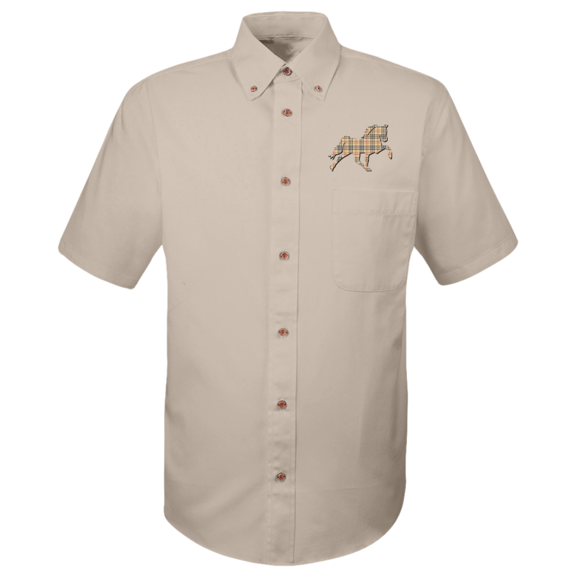 TENNESSEE WALKING HORSE DESIGN 3 JMD (BURBURY) M500S Harriton Mens Easy Blend Short Sleeve Twill Shirt