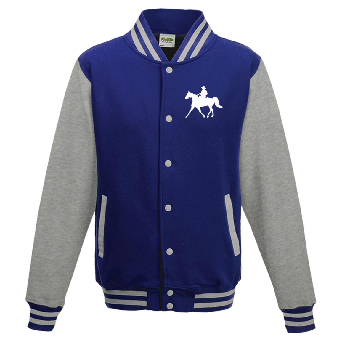 Missouri Fox Trotter WITH MALE RIDER WHITE JHA043 AWDis Mens Letterman Jacket