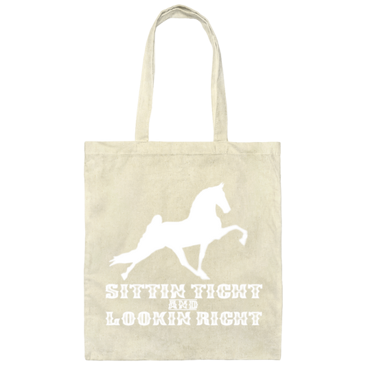 SITTIN TIGHT LOOKIN RIGHT TWH PERFORMANCE(WHITE) BE007 Canvas Tote Bag