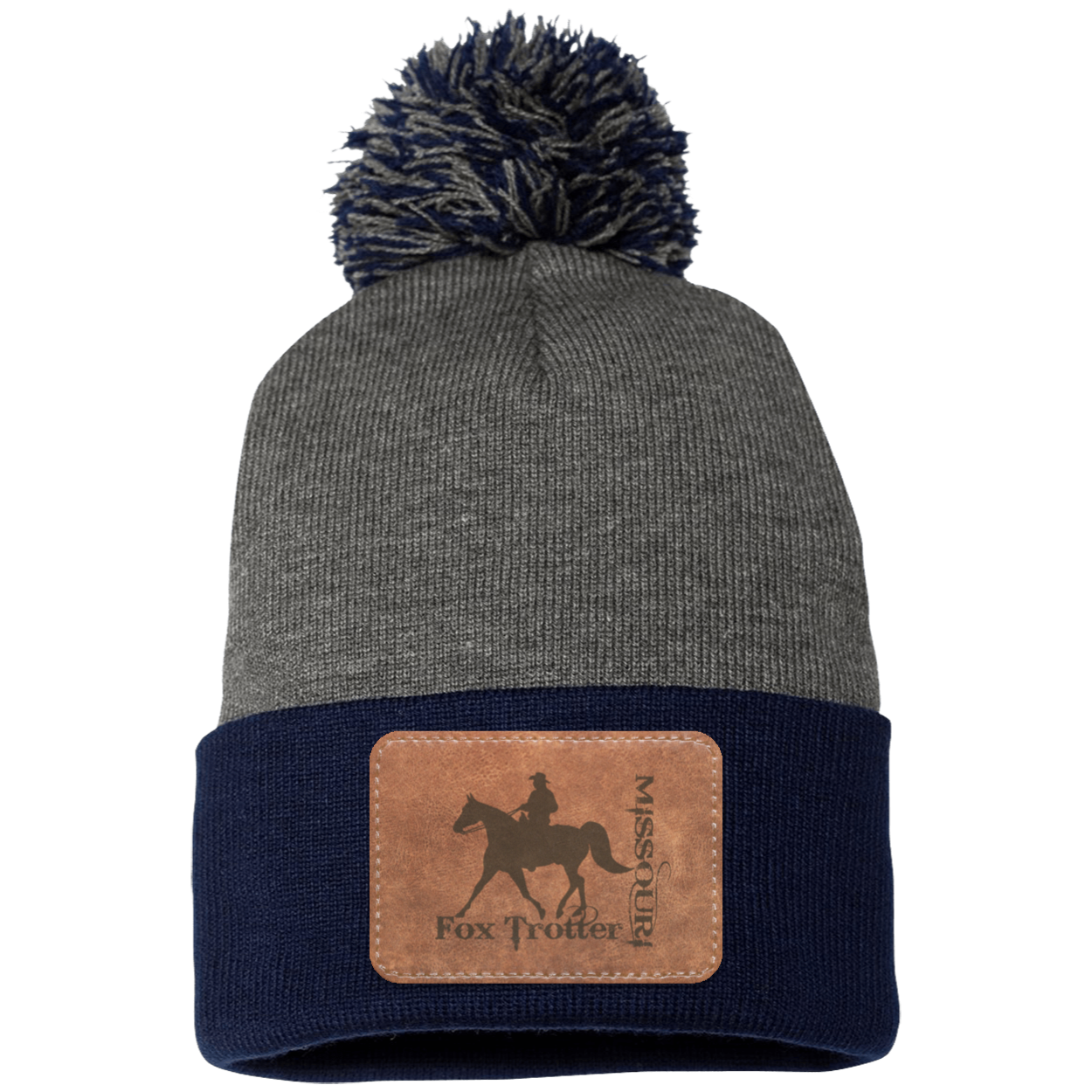 MISSOURI FOX TROTTER ON LEATHER SP15 Pom Pom Knit Cap - Patch