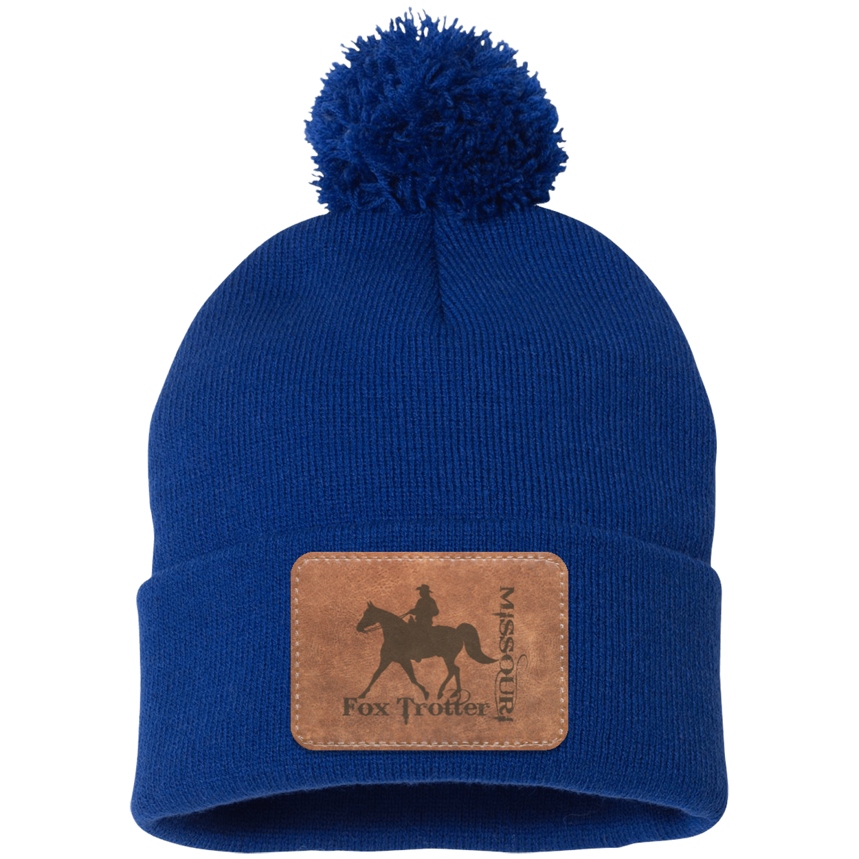 MISSOURI FOX TROTTER ON LEATHER SP15 Pom Pom Knit Cap - Patch