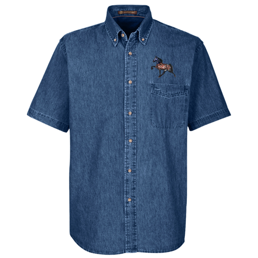 Tennessee Walking Horse Performance All American M550S Harriton Mens Short Sleeve Denim Shirt