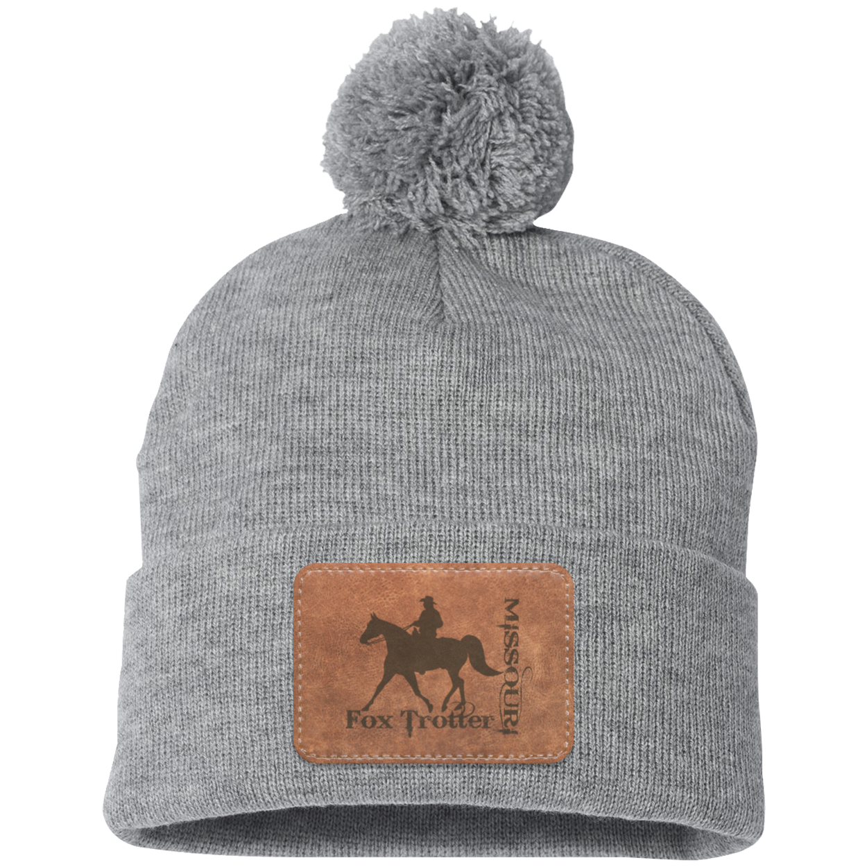 MISSOURI FOX TROTTER ON LEATHER SP15 Pom Pom Knit Cap - Patch