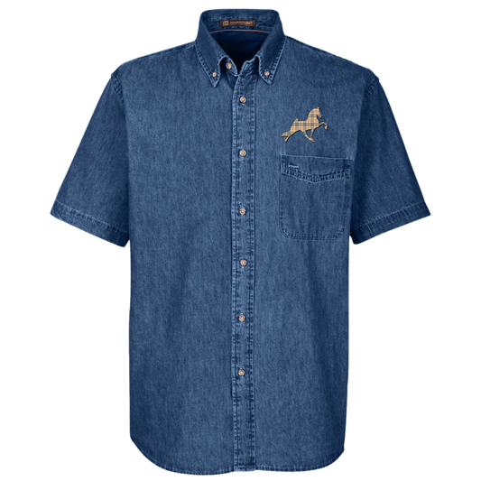 TENNESSEE WALKING PERFORMANCE HORSE  (BURBURY) M550S Harriton Mens Short Sleeve Denim Shirt