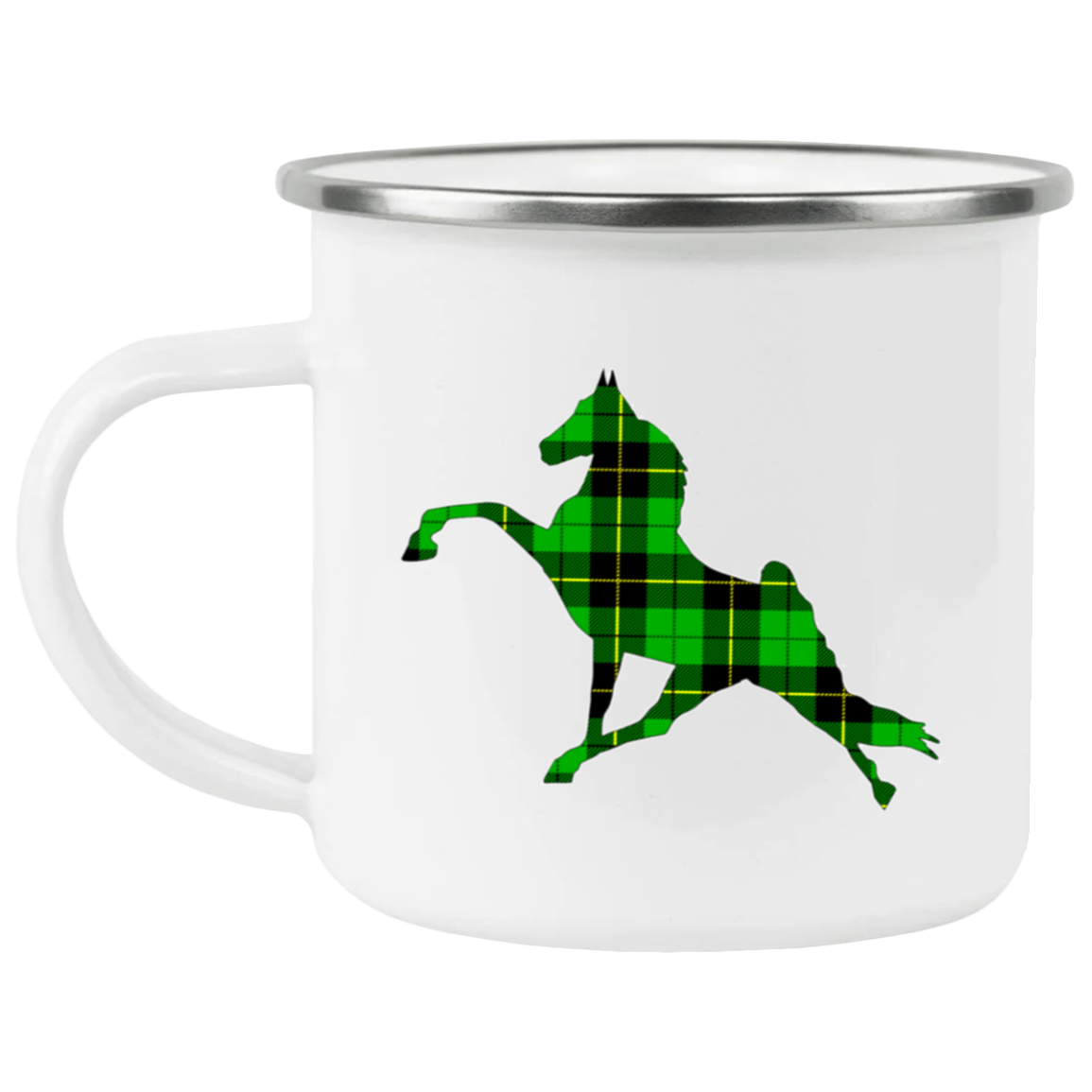 TWHGREENPLAIDFINAL 21271 Enamel Camping Mug