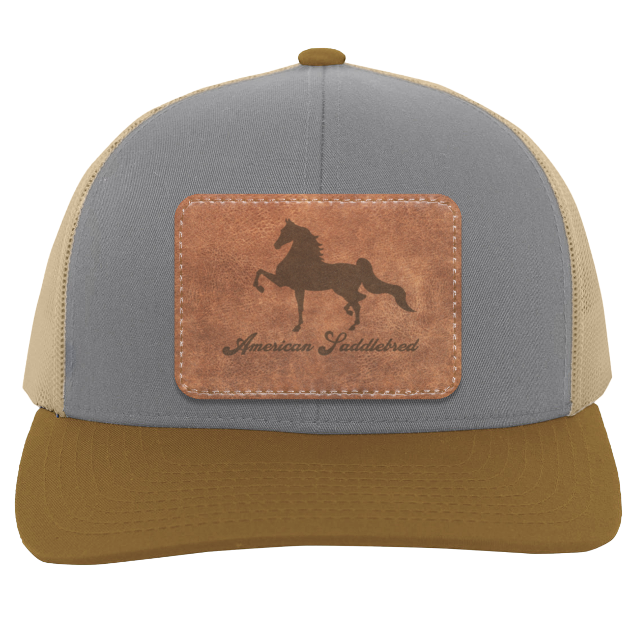 AMERICAN SADDLEBRED ON LEATHER 104C Trucker Snap Back