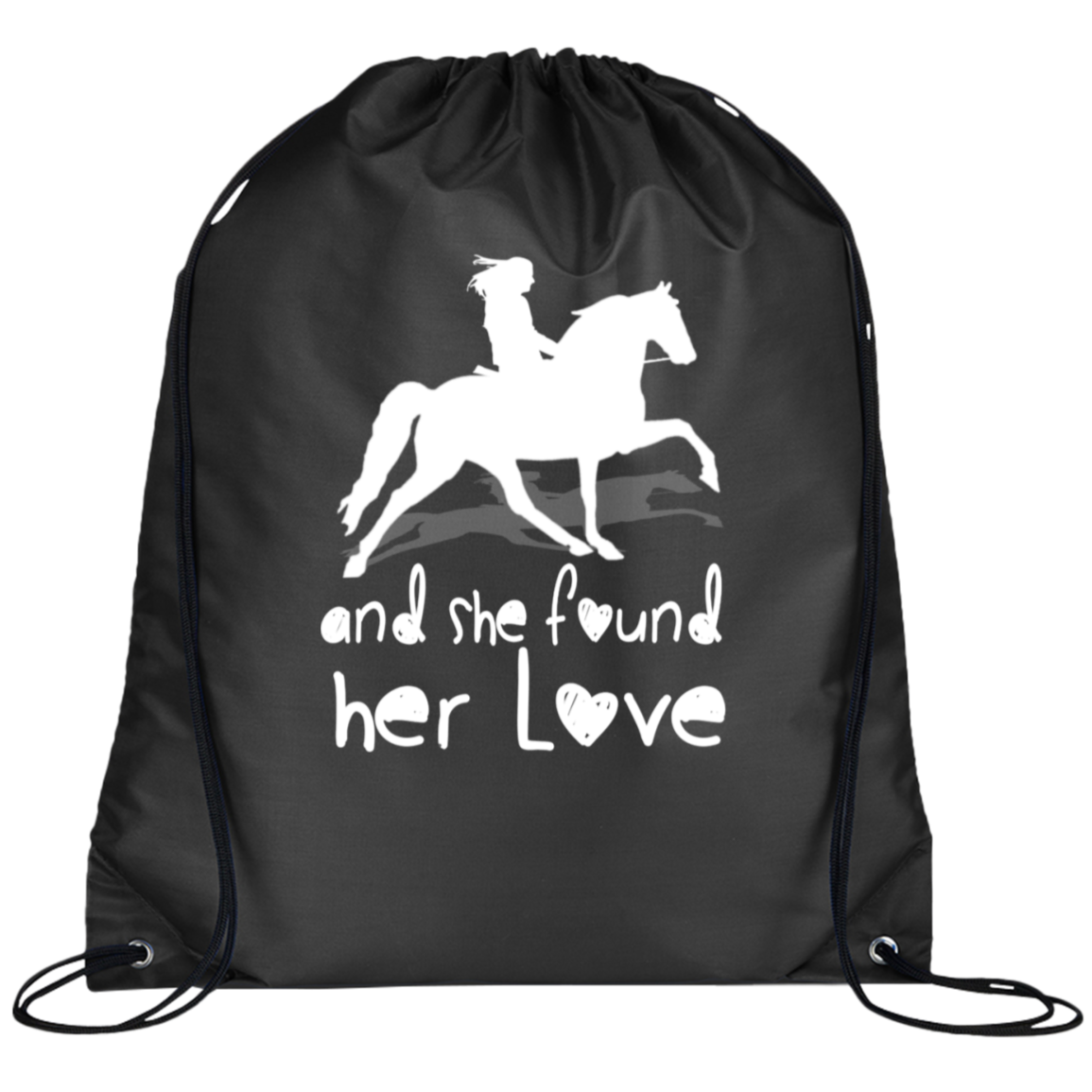 SHE FOUND HER LOVE (TWH pleasure) white art BG100 Prime Line Drawstring Cinch Backpack