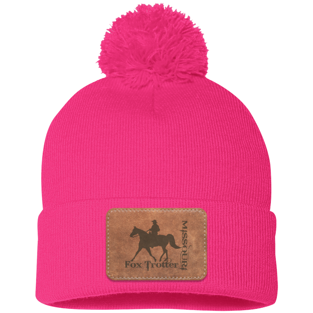 MISSOURI FOX TROTTER ON LEATHER SP15 Pom Pom Knit Cap - Patch