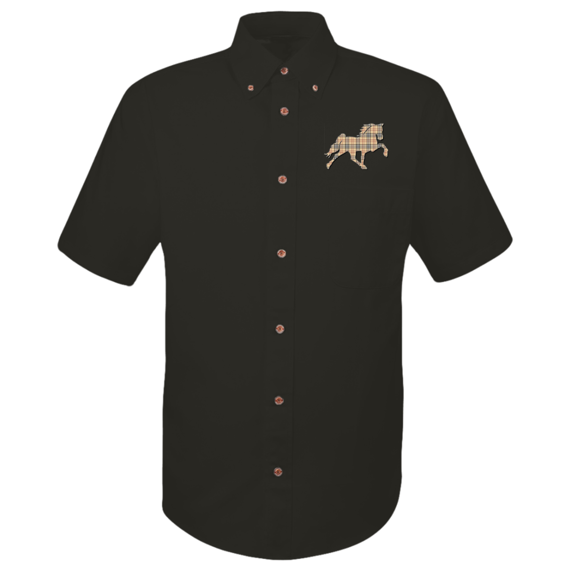 TENNESSEE WALKING HORSE DESIGN 3 JMD (BURBURY) M500S Harriton Mens Easy Blend Short Sleeve Twill Shirt