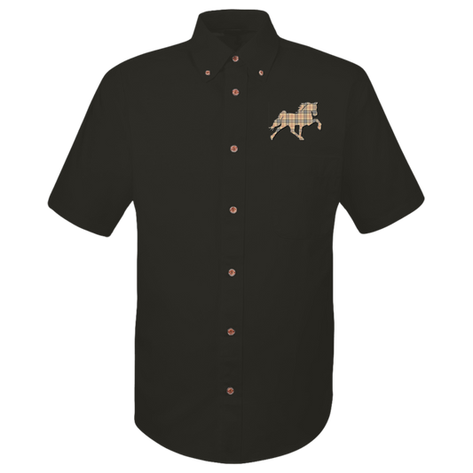 TENNESSEE WALKING HORSE DESIGN 3 JMD (BURBURY) M500S Harriton Mens Easy Blend Short Sleeve Twill Shirt