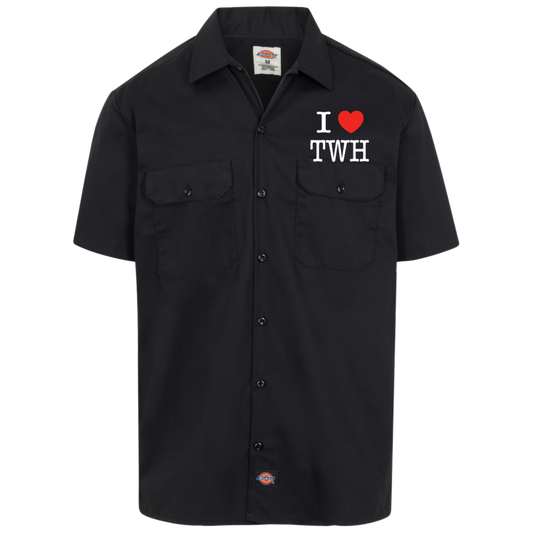 I LOVE TWH WHITE 1574 Dickies Men's Short Sleeve Workshirt