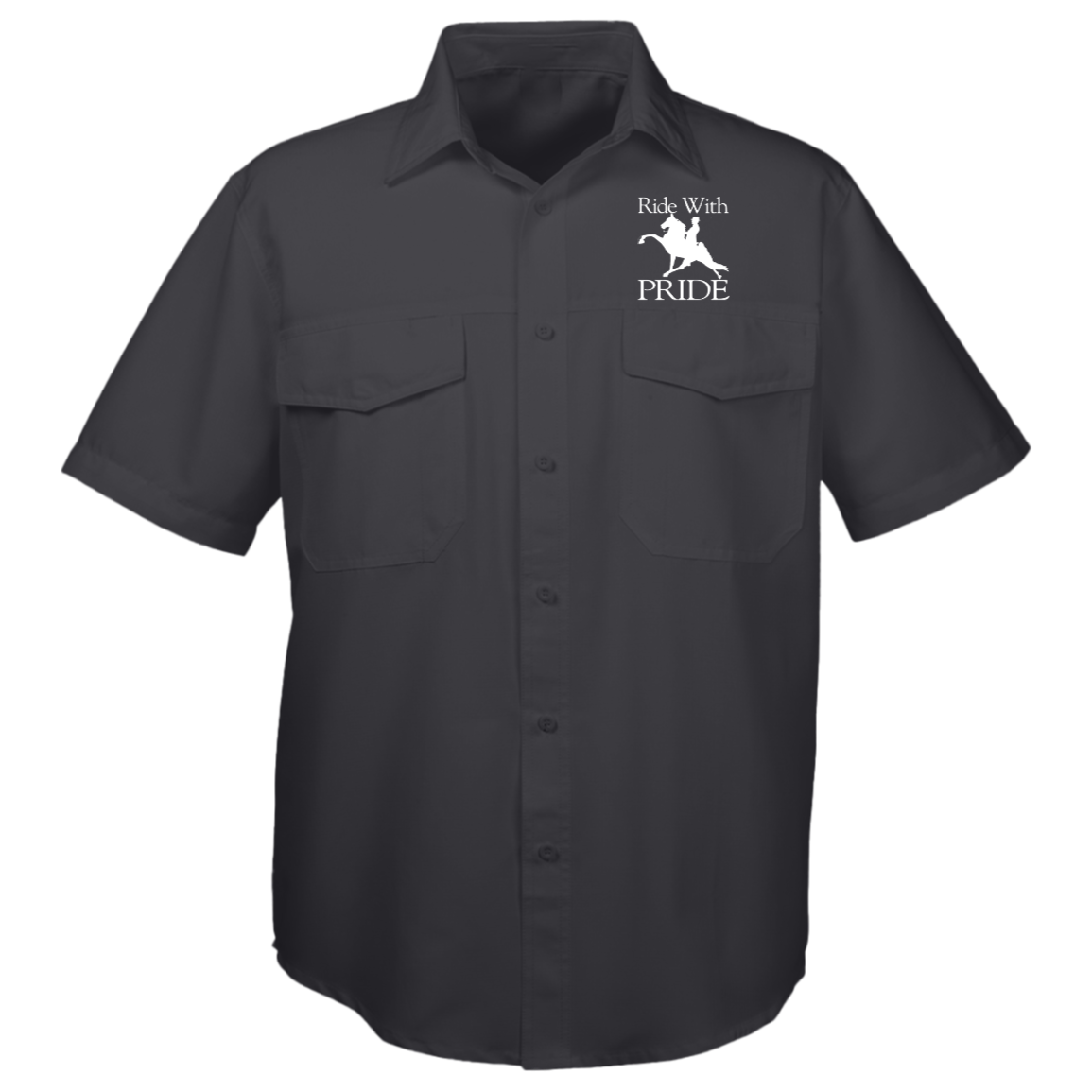 RIDEWITHPRIDEWHITE M580 Harriton Mens Key West Short Sleeve Staff Shirt