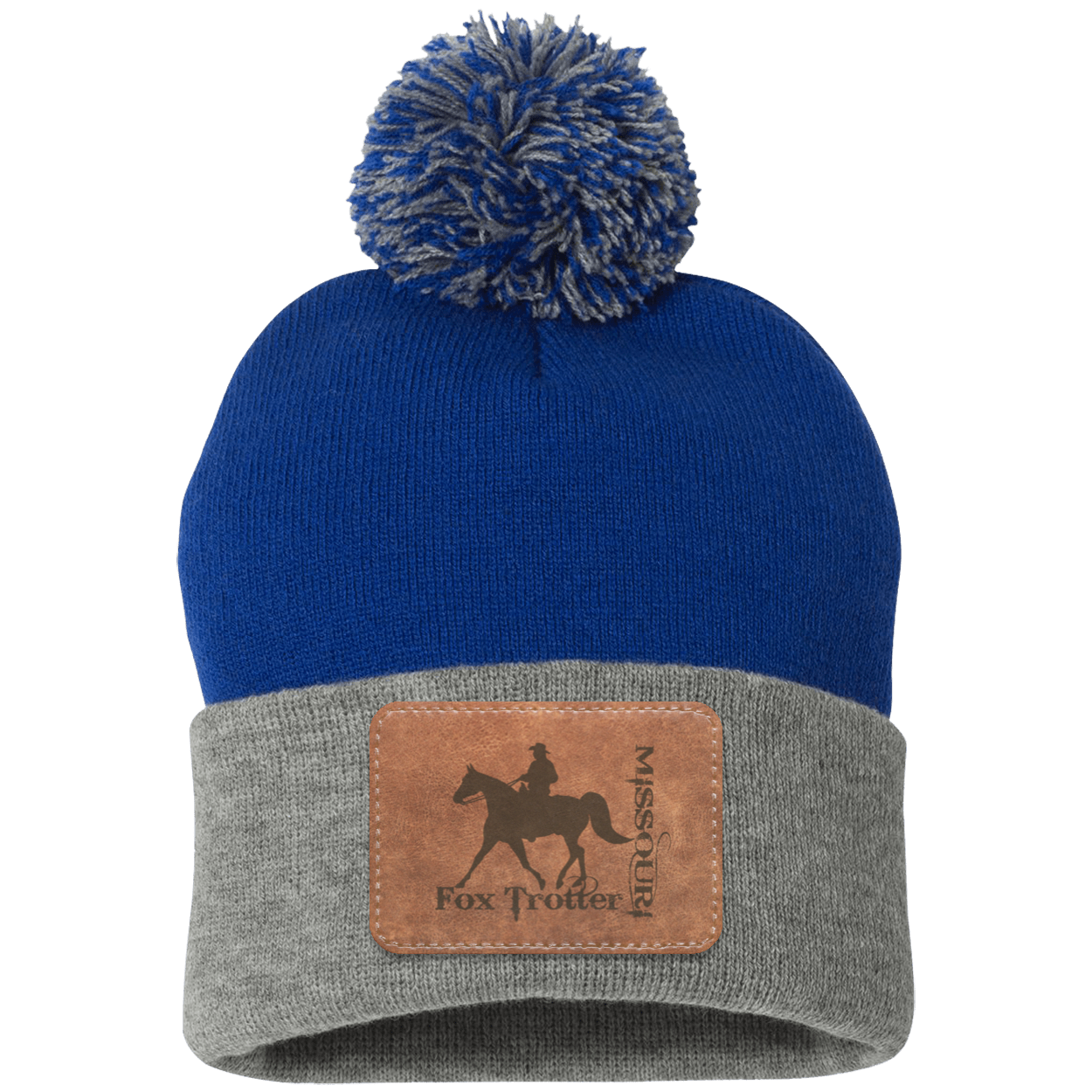 MISSOURI FOX TROTTER ON LEATHER SP15 Pom Pom Knit Cap - Patch