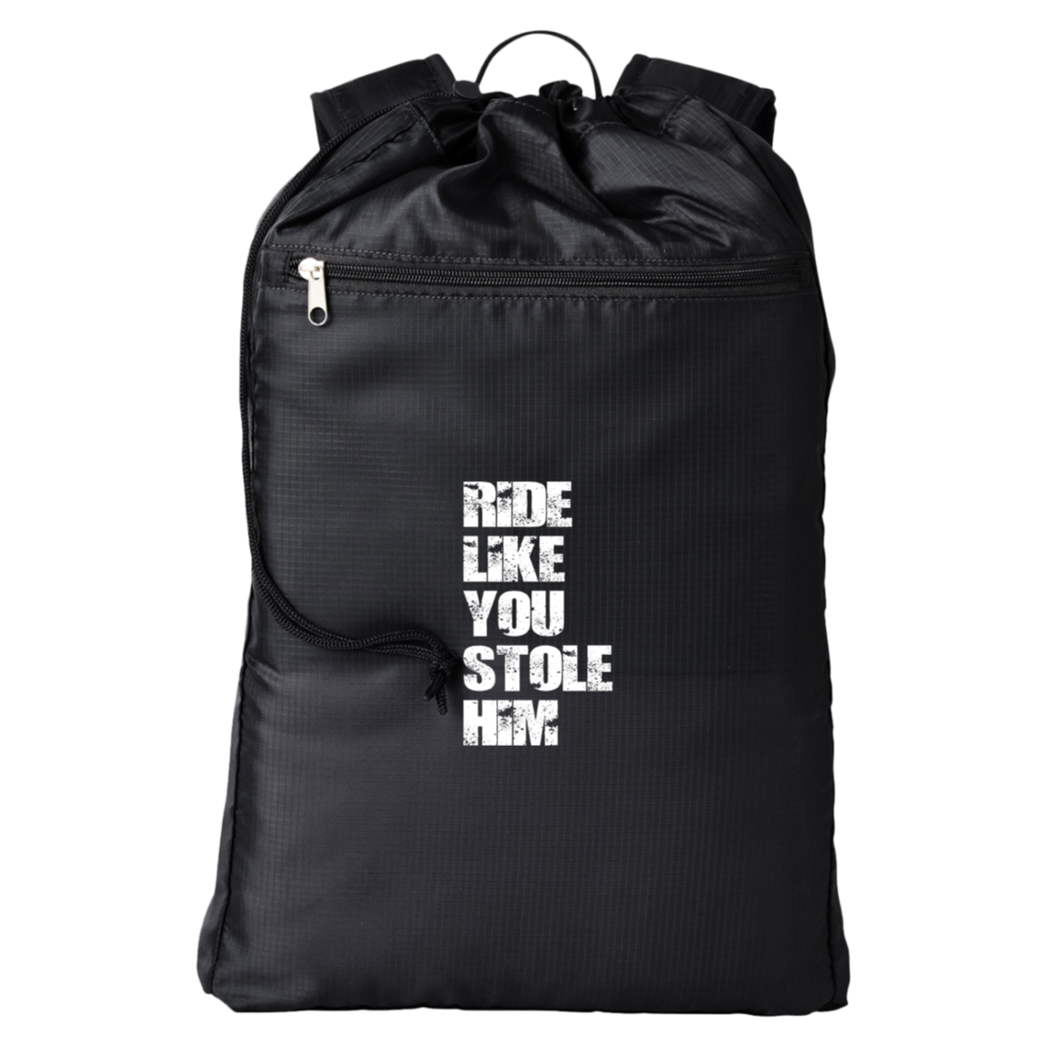 RIDE LIKE YOU STOLE HIM (WHITE) BE278 BAGedge Getaway Cinchback Backpack