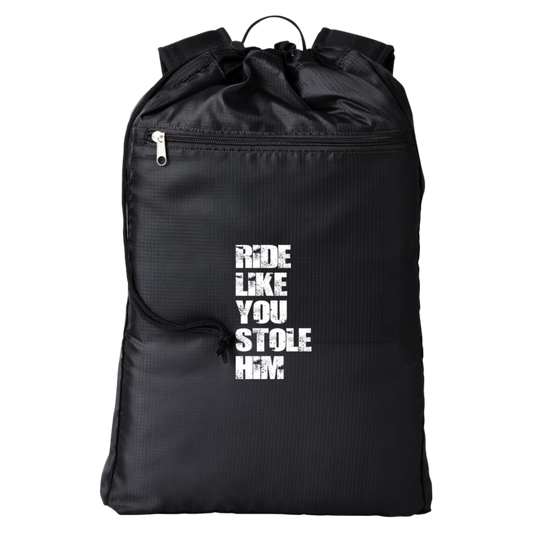 RIDE LIKE YOU STOLE HIM (WHITE) BE278 BAGedge Getaway Cinchback Backpack