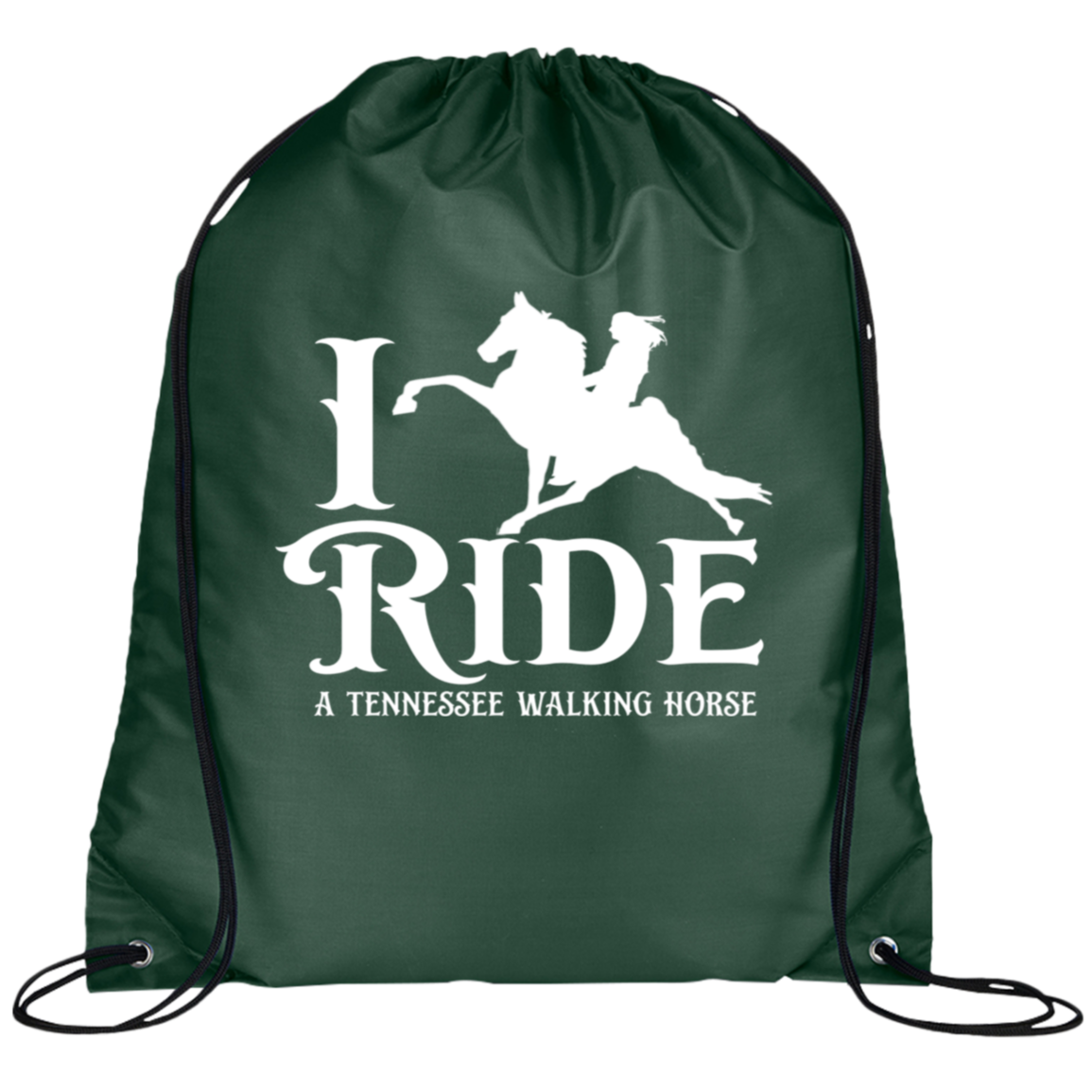 I RIDE A WALKING HORSE B (WHITE) BG100 Prime Line Drawstring Cinch Backpack