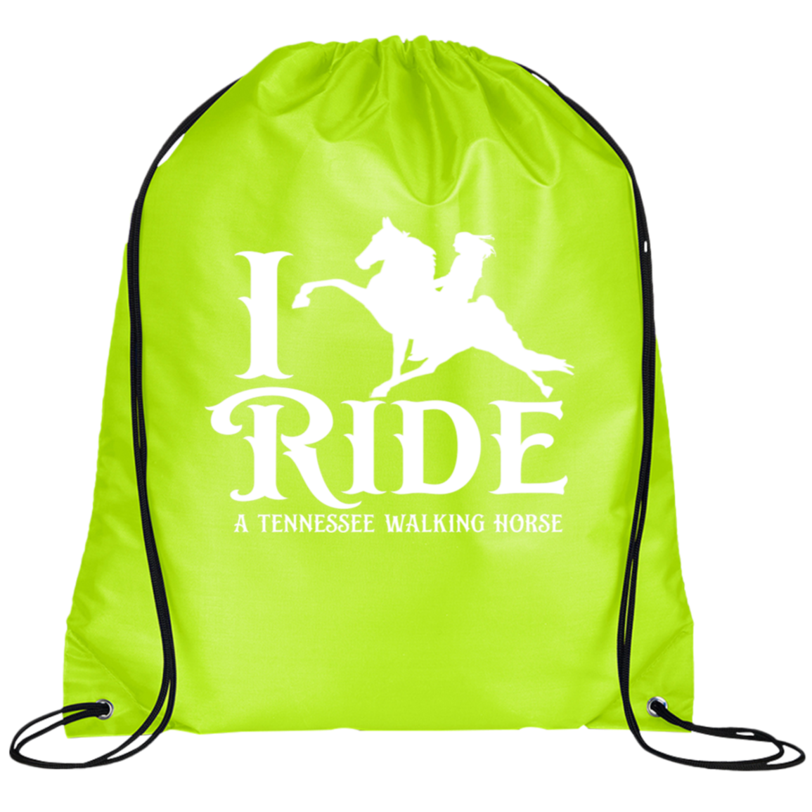 I RIDE A WALKING HORSE B (WHITE) BG100 Prime Line Drawstring Cinch Backpack