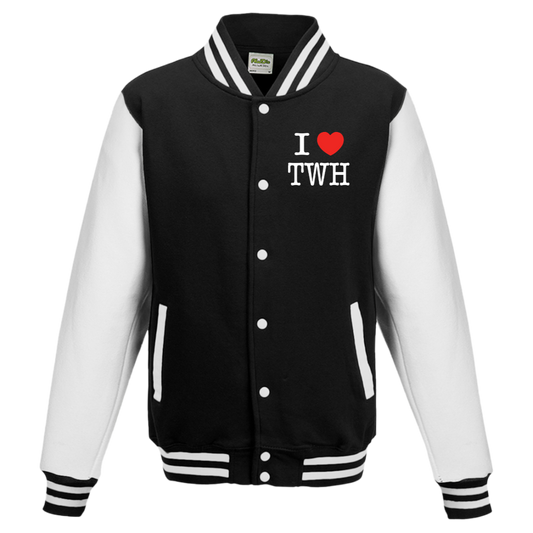 I LOVE TWH WHITE JHA043 AWDis Mens Letterman Jacket