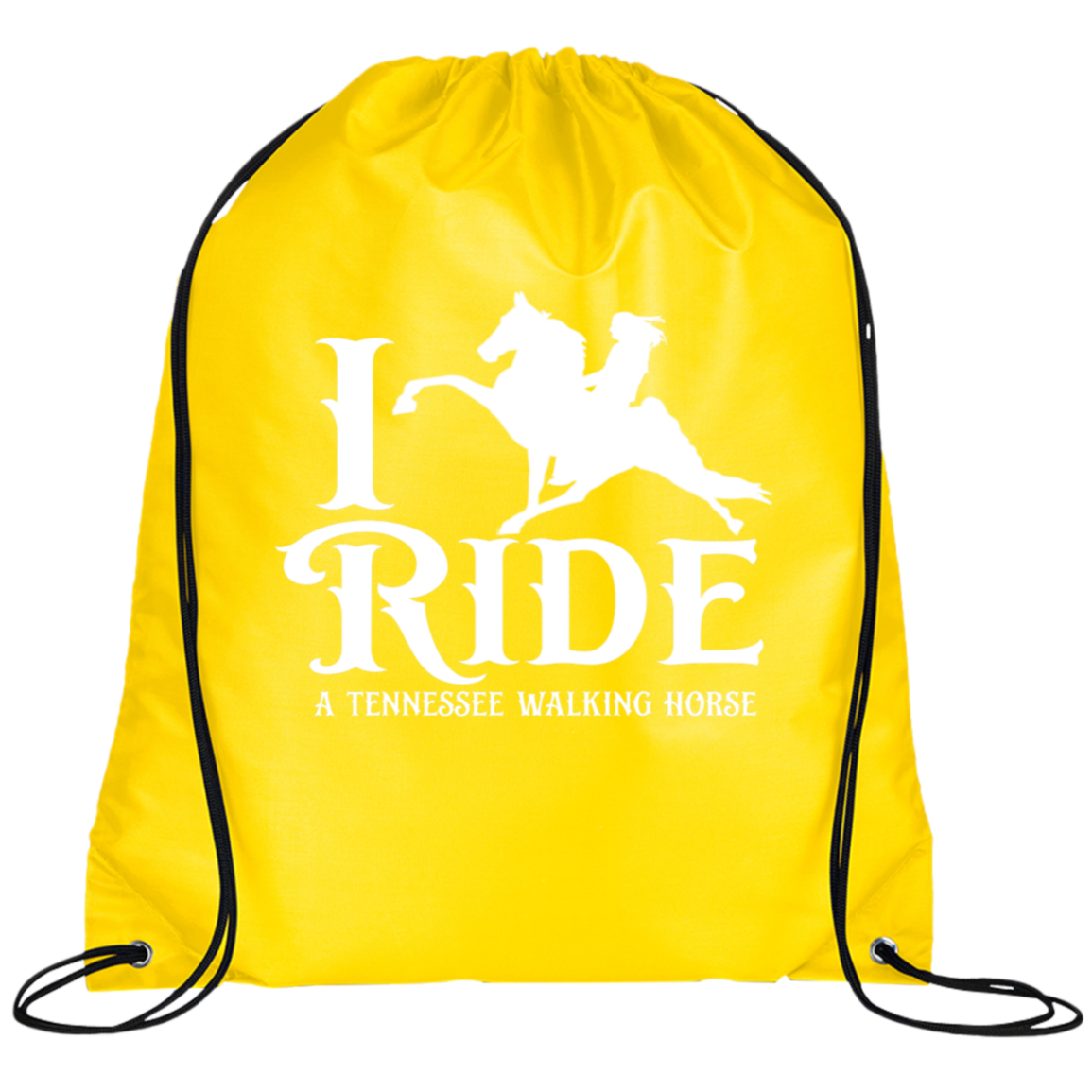 I RIDE A WALKING HORSE B (WHITE) BG100 Prime Line Drawstring Cinch Backpack