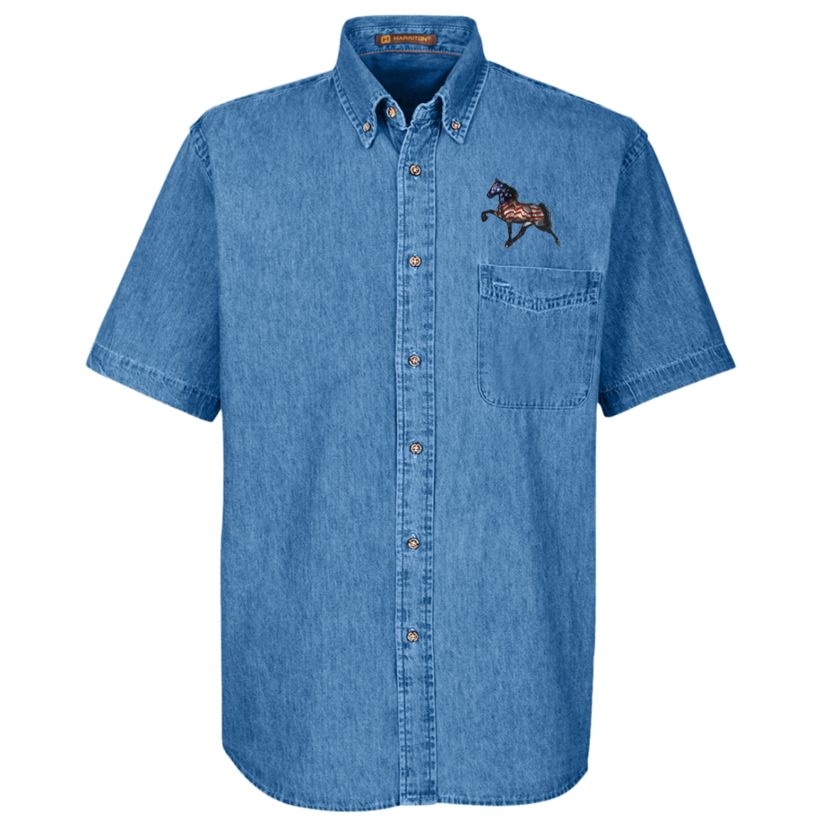 Tennessee Walking Horse Performance All American M550S Harriton Mens Short Sleeve Denim Shirt