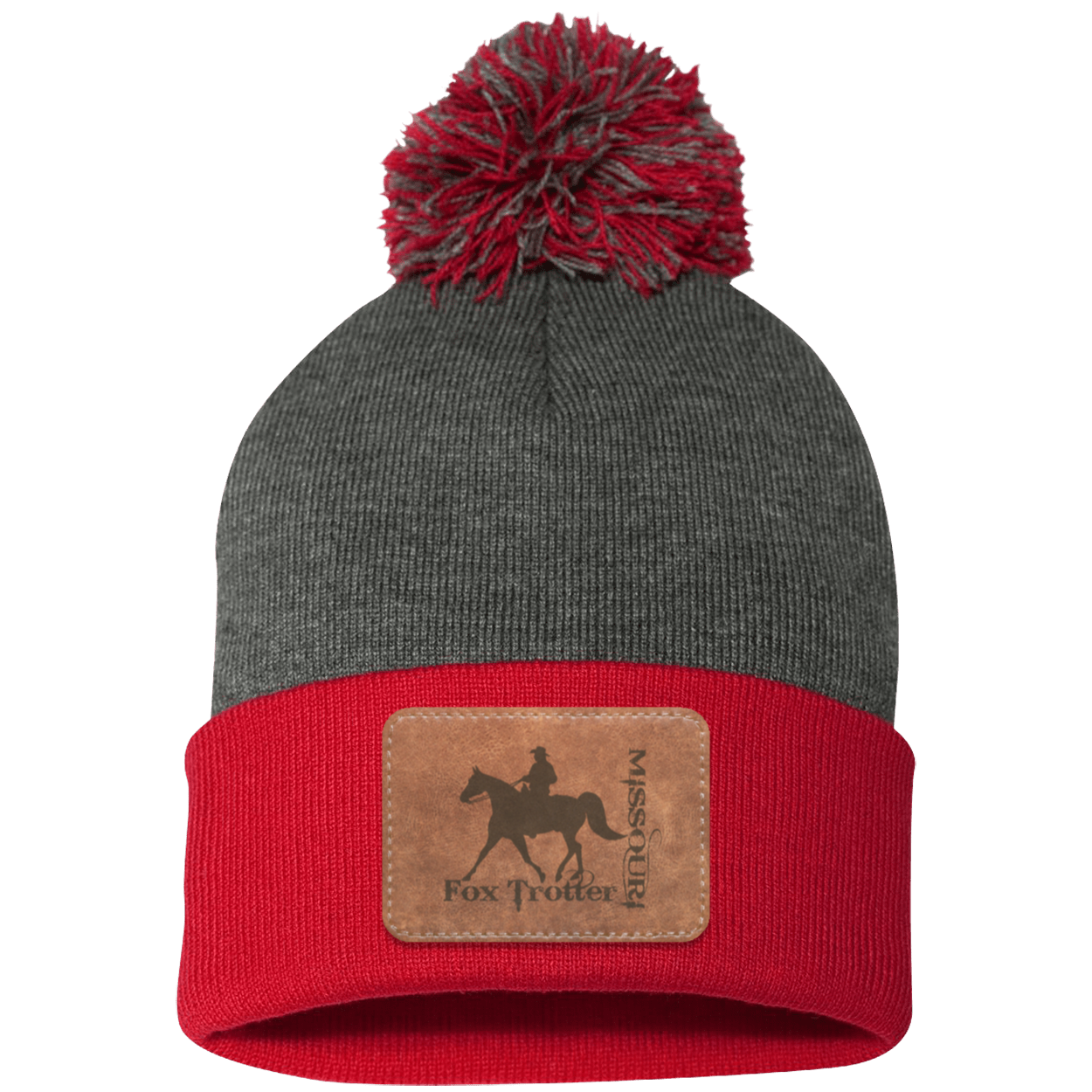 MISSOURI FOX TROTTER ON LEATHER SP15 Pom Pom Knit Cap - Patch