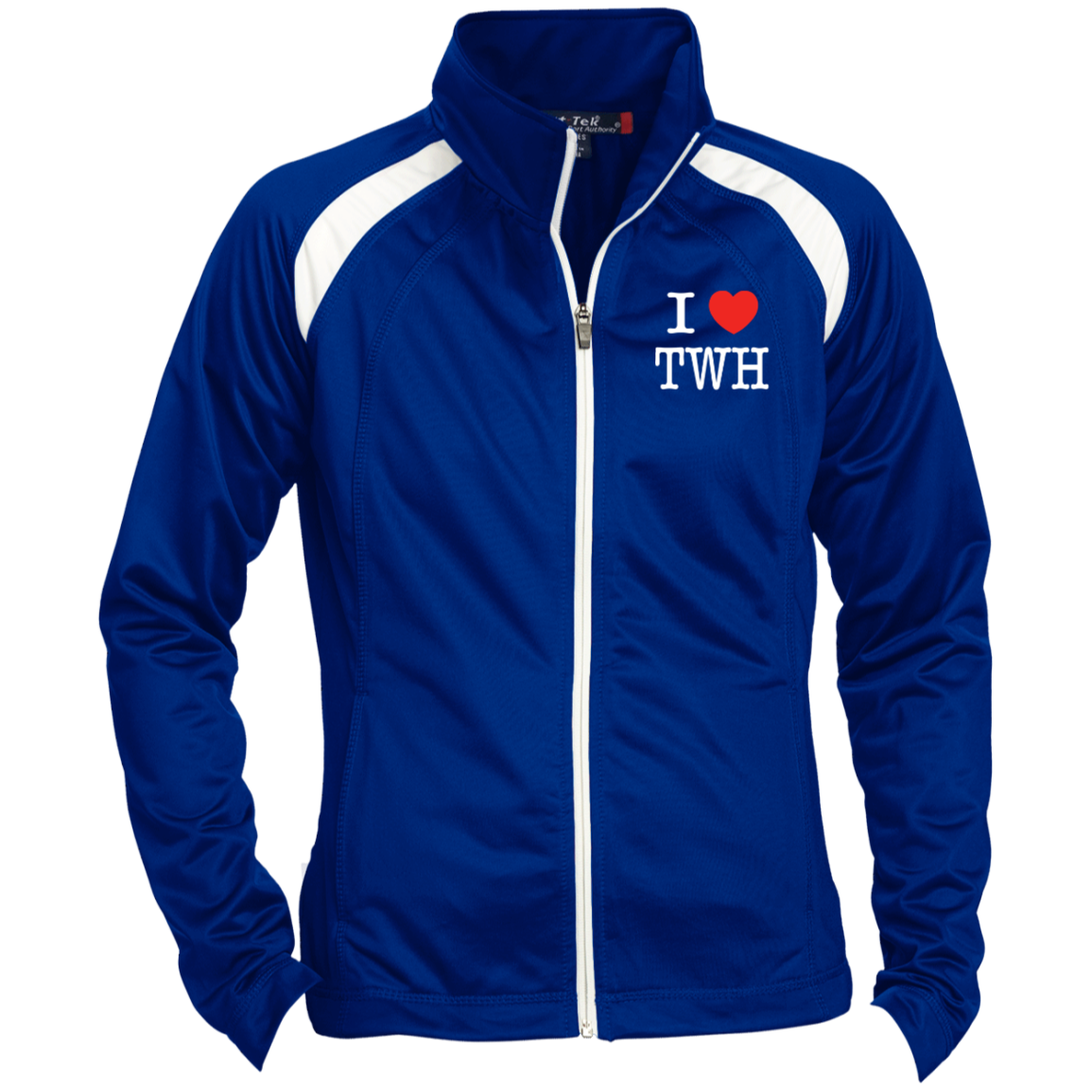 I LOVE TWH WHITE LST90 Ladies' Raglan Sleeve Warmup Jacket