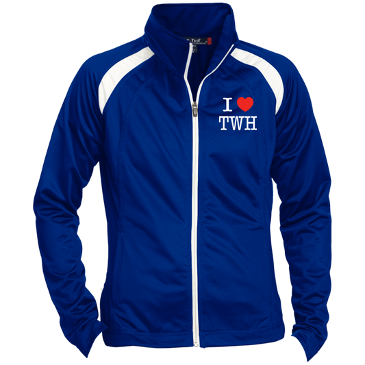 I LOVE TWH WHITE LST90 Ladies' Raglan Sleeve Warmup Jacket