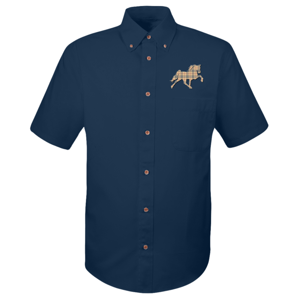 TENNESSEE WALKING HORSE DESIGN 3 JMD (BURBURY) M500S Harriton Mens Easy Blend Short Sleeve Twill Shirt