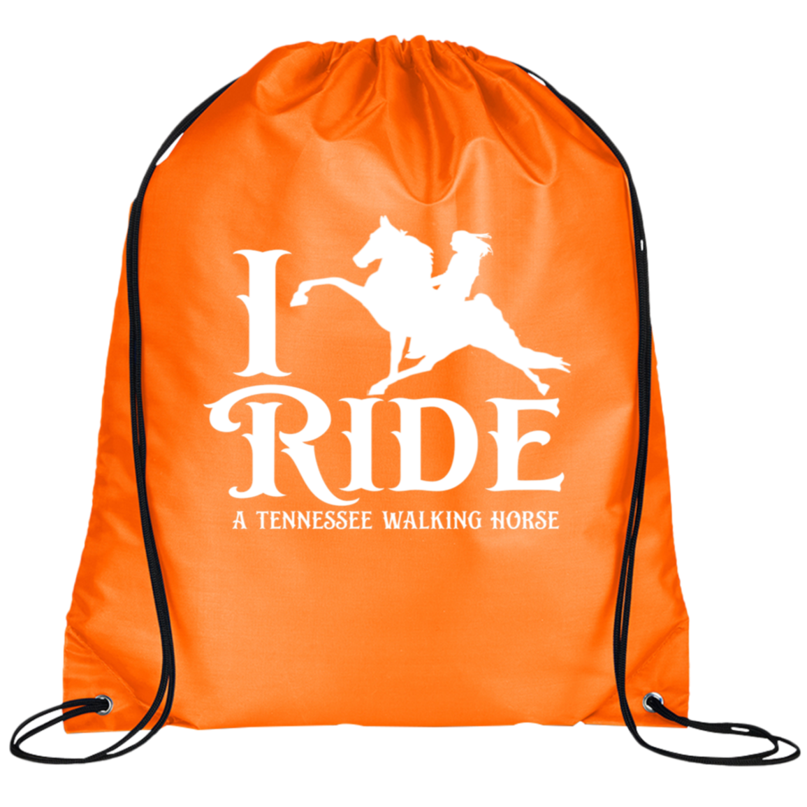 I RIDE A WALKING HORSE B (WHITE) BG100 Prime Line Drawstring Cinch Backpack