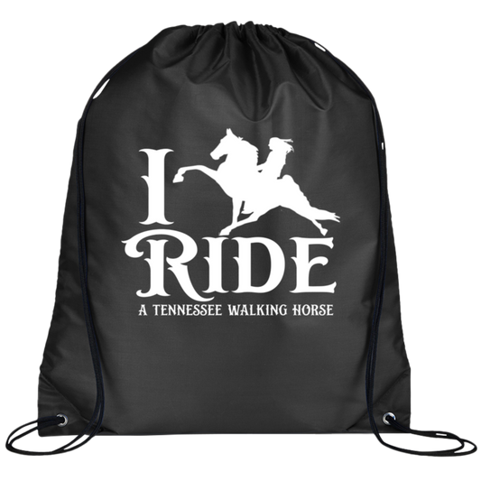 I RIDE A WALKING HORSE B (WHITE) BG100 Prime Line Drawstring Cinch Backpack