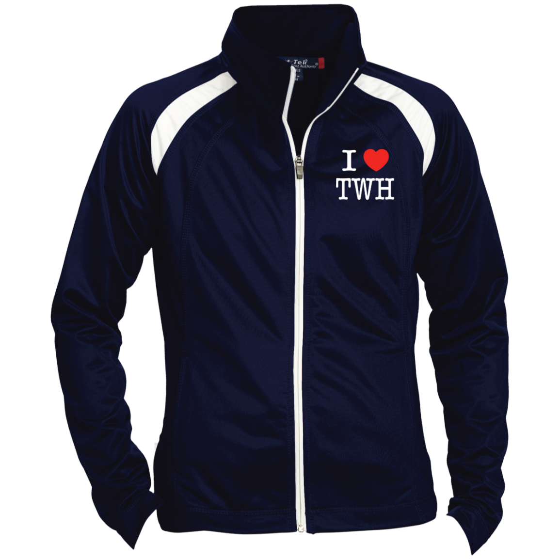 I LOVE TWH WHITE LST90 Ladies' Raglan Sleeve Warmup Jacket