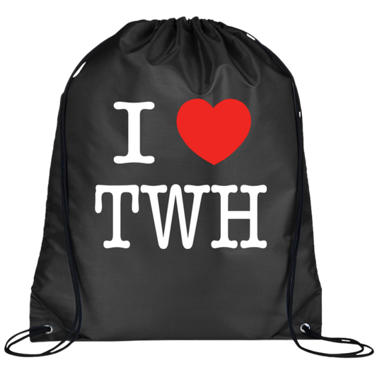 I LOVE TWH WHITE BG100 Prime Line Drawstring Cinch Backpack