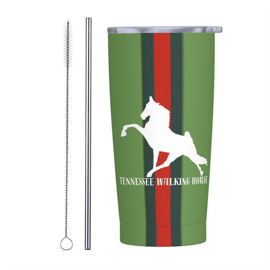 FLAT GREEN TWH GUCCI STRIPE 20oz Stainless Steel Straw Lid Cup