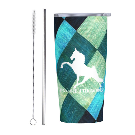 BLUE GREEN TILE TWH 20oz Stainless Steel Straw Lid Cup