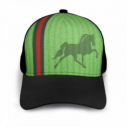 TWH GREEN W GUCCI STRIPE TRUCKER Stitching Curved Brim Baseball Cap