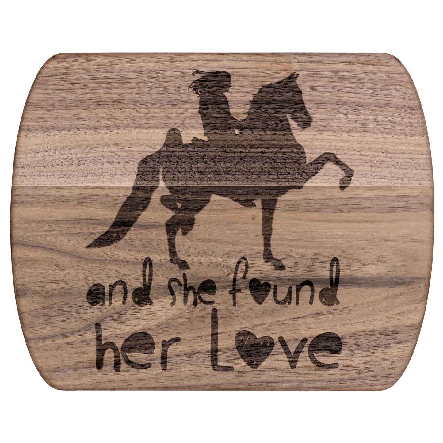 SHE FOUND HER LOVE SADDLEBRED 	 Hardwood Oval Cutting Board