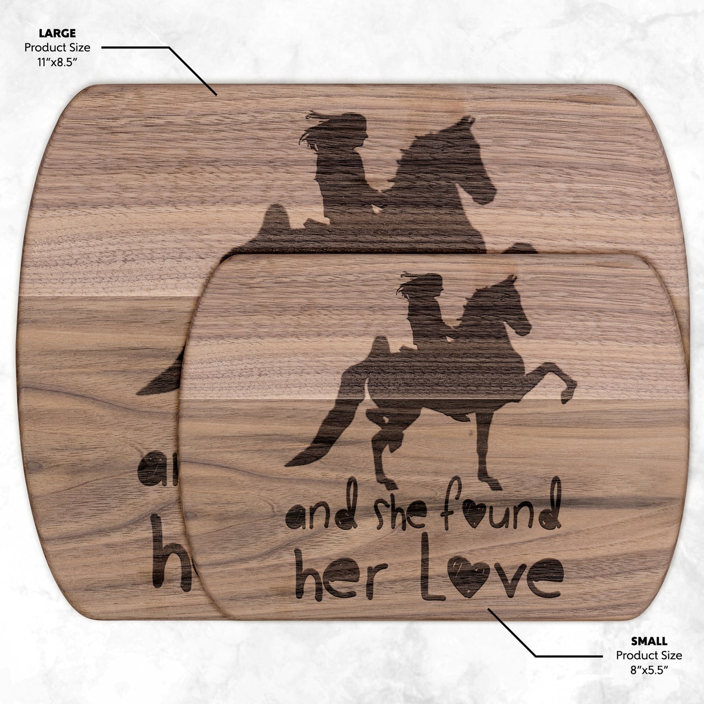 SHE FOUND HER LOVE SADDLEBRED 	 Hardwood Oval Cutting Board