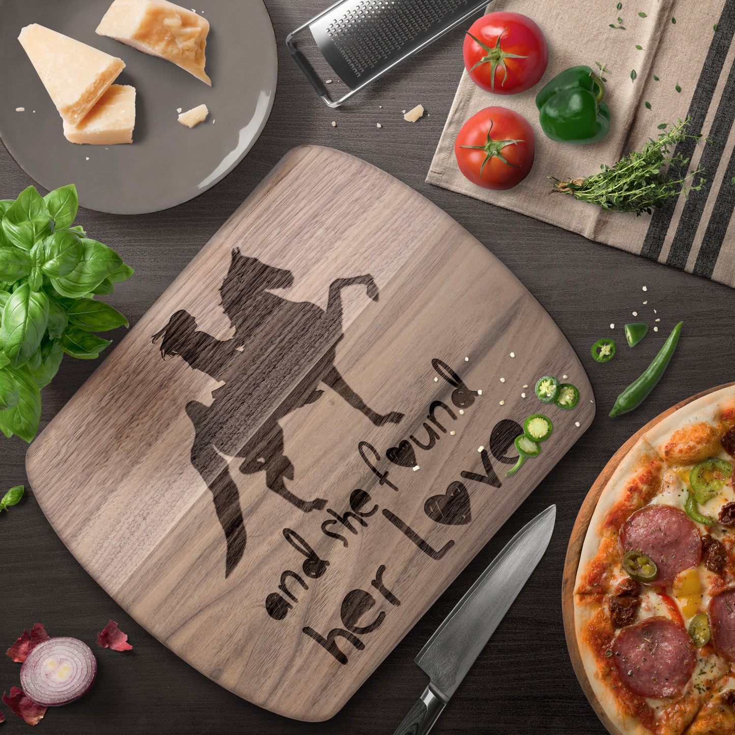 SHE FOUND HER LOVE SADDLEBRED 	 Hardwood Oval Cutting Board