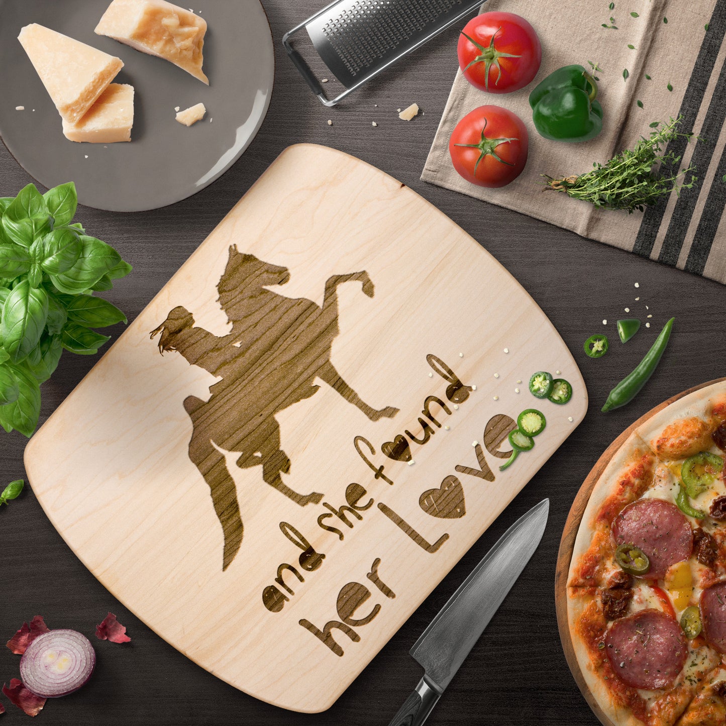 SHE FOUND HER LOVE SADDLEBRED 	 Hardwood Oval Cutting Board