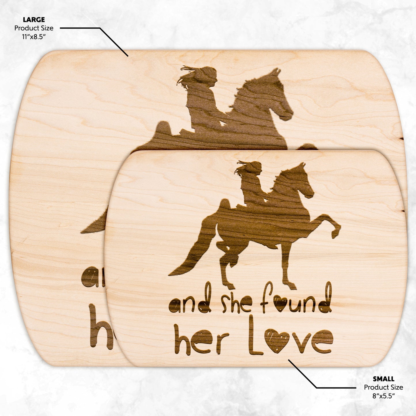 SHE FOUND HER LOVE SADDLEBRED 	 Hardwood Oval Cutting Board