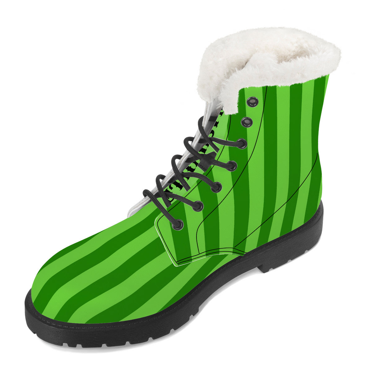 NASHVILLE BRAND NEON GREEN STRIPE Faux Fur Synthetic Leather Boot