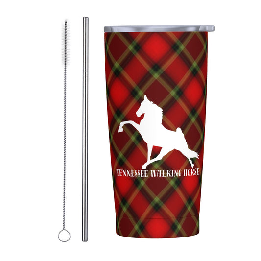 RED PLAID TWH 20oz Stainless Steel Straw Lid Cup