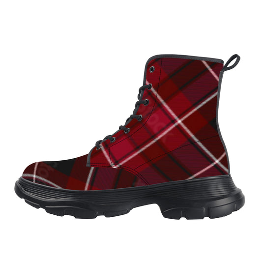 RED PLAID  Chunky Boots