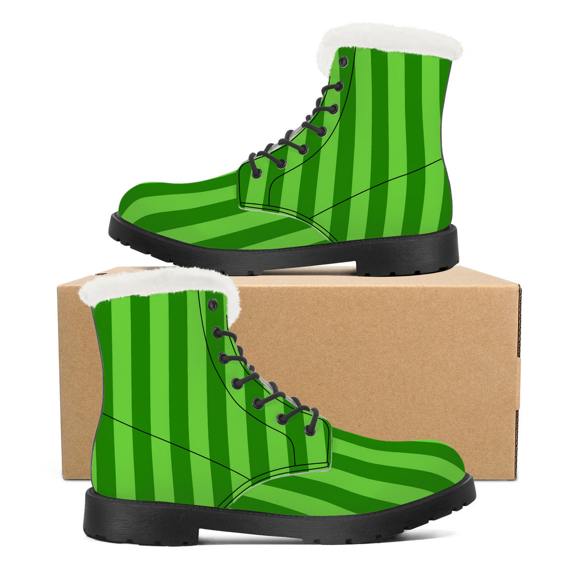 NASHVILLE BRAND NEON GREEN STRIPE Faux Fur Synthetic Leather Boot